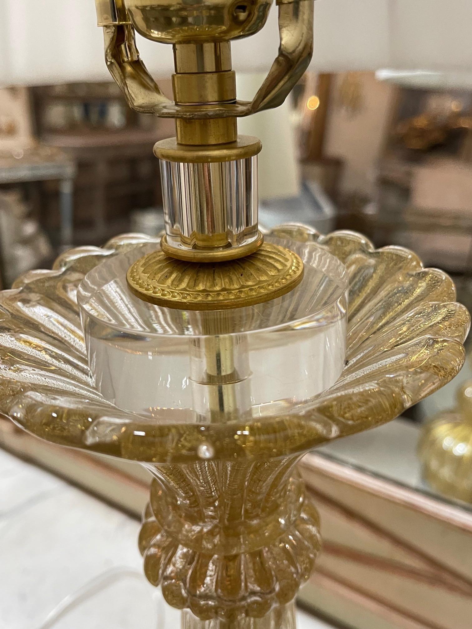 20th Century Vintage Gold Murano Glass Lamp