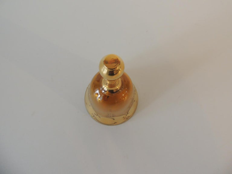 Italian Vintage Gold Murano Glass Table Bell with Hand Painted Flower For Sale