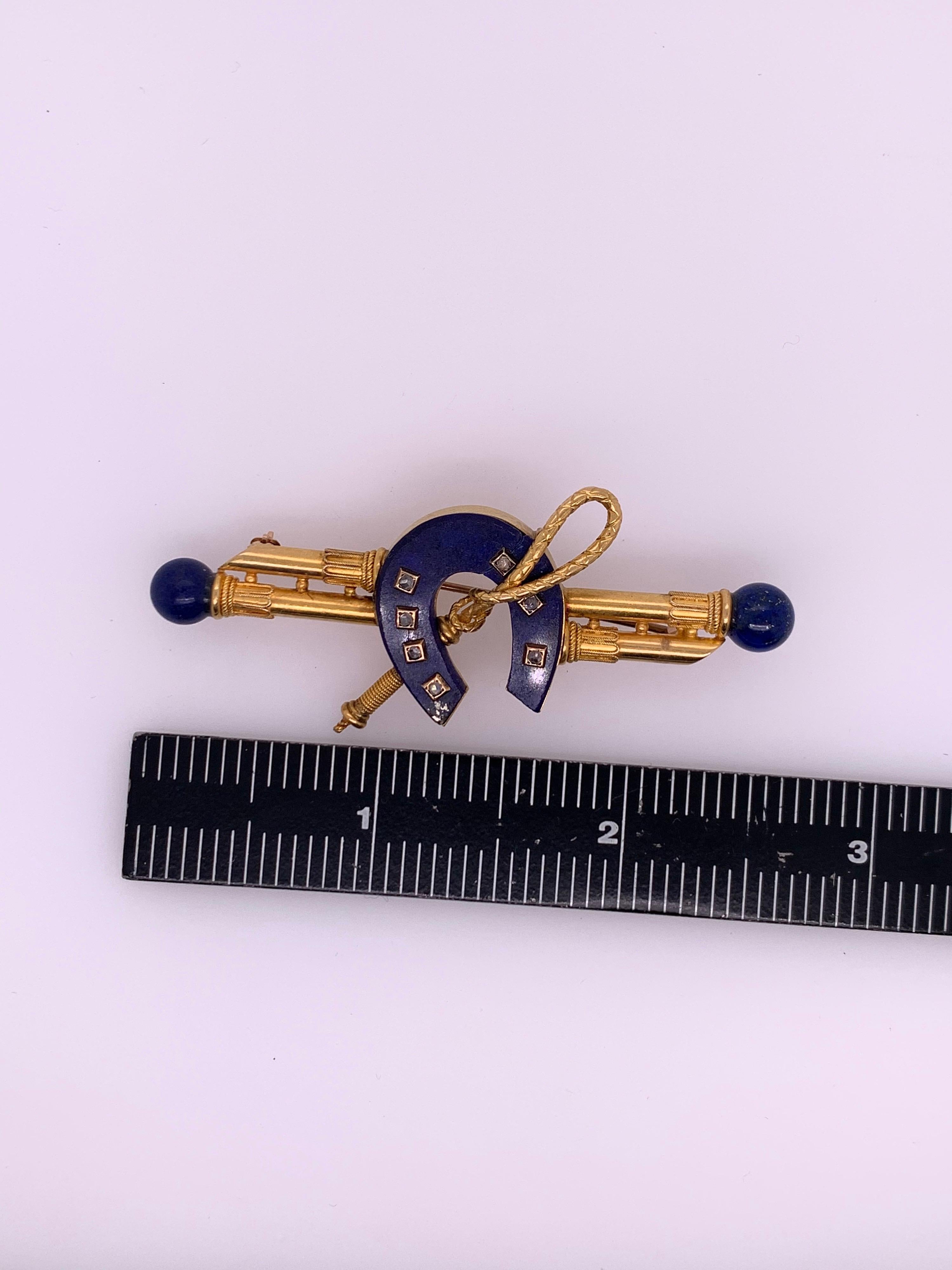 Gold Nautical Sailor Brooche Natural Blue Lapis and Diamond Pin, circa 1970 For Sale 2