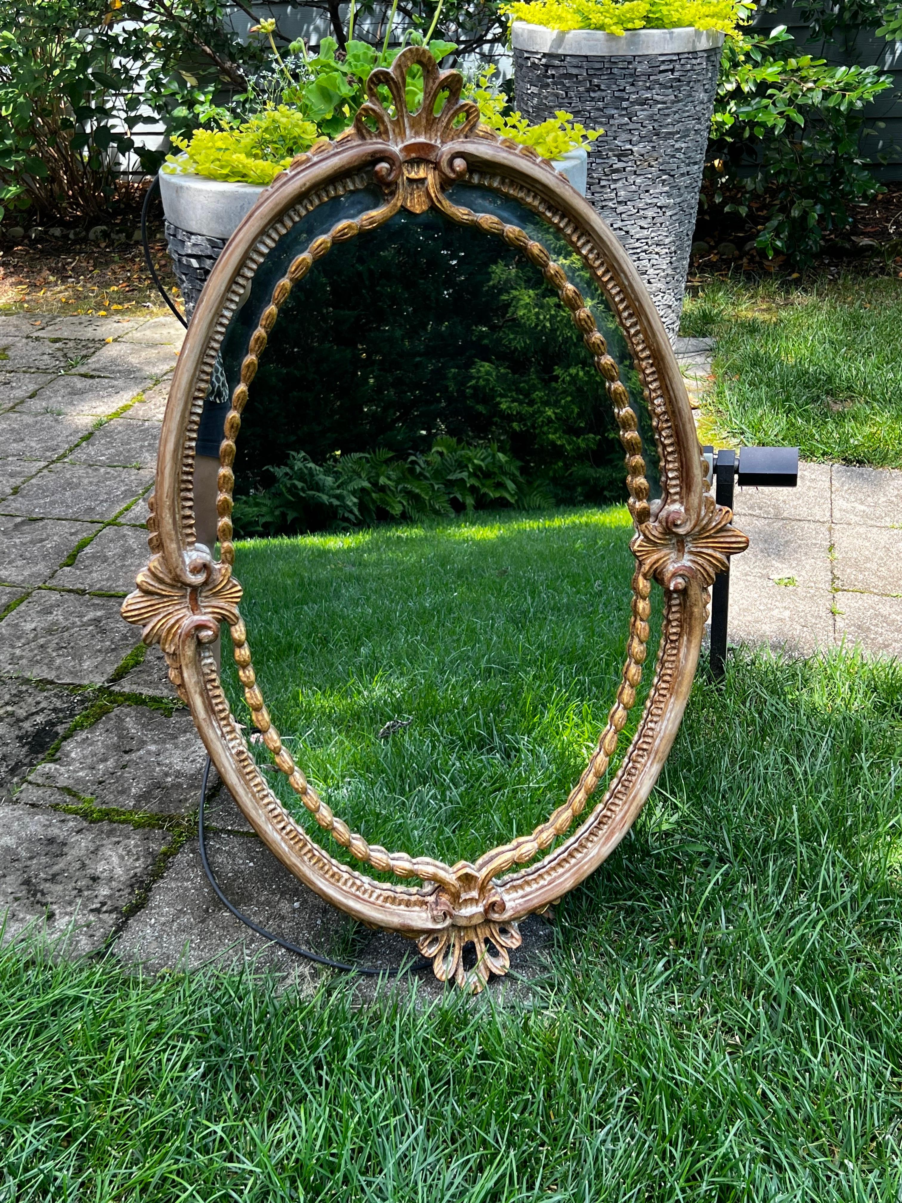 Néoclassique Miroir néoclassique vintage en or de style Adam fabriqué en Italie  en vente