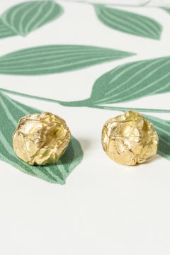 Boucles d'oreilles vintage en or "Nugget" par Björn Weckström, Lapponia, Finlande, années 1960