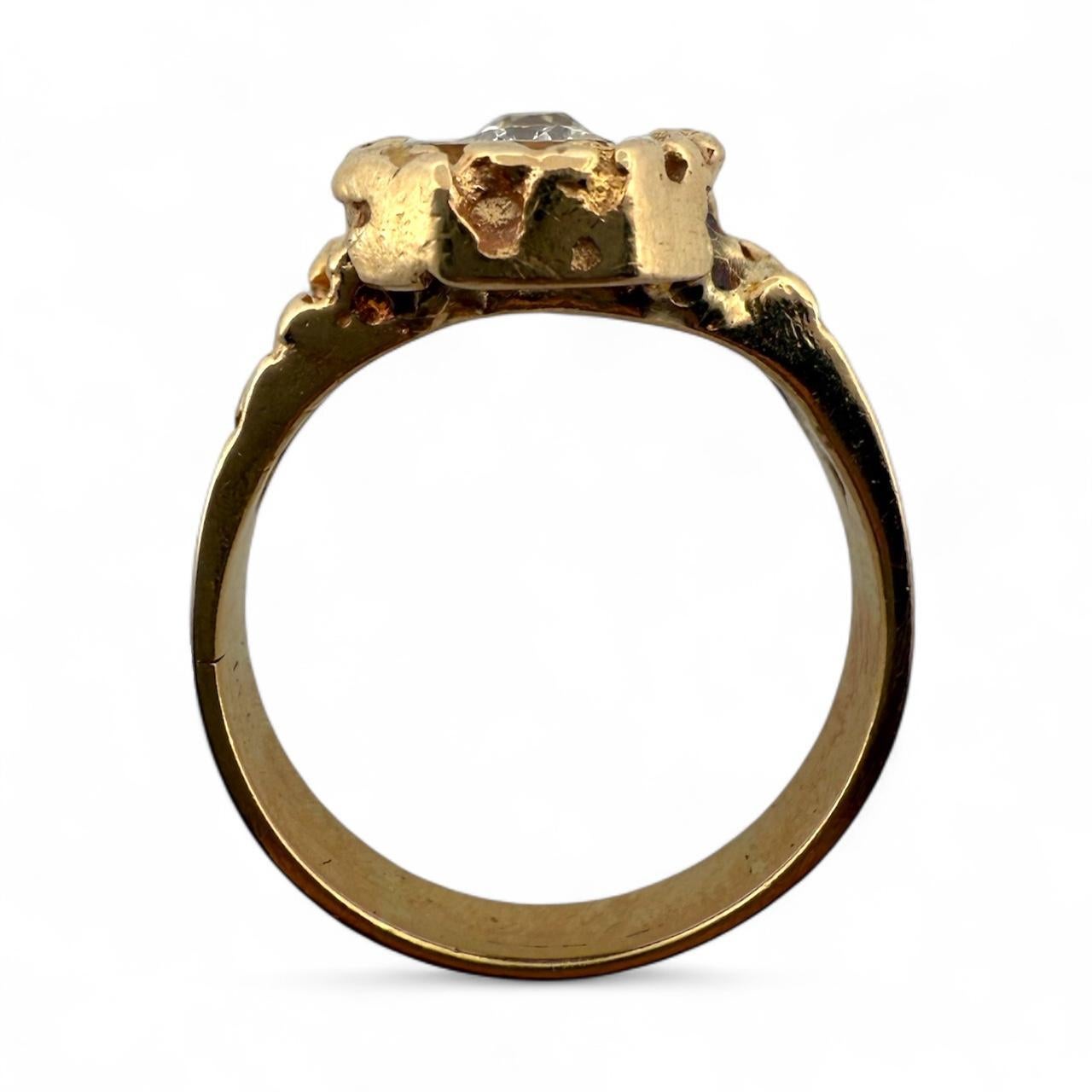 Vintage Gold Nugget Länglicher Diamant Cocktail Ring im Angebot 5