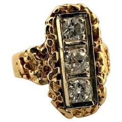 Vintage Gold Nugget Elongated Diamond Cocktail Ring