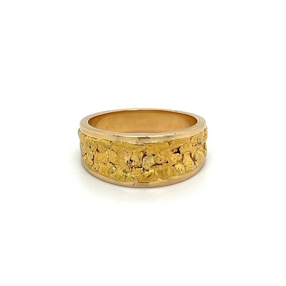 Vintage Gold Nugget Inlay Gold Band Ring im Zustand „Hervorragend“ im Angebot in Montreal, QC