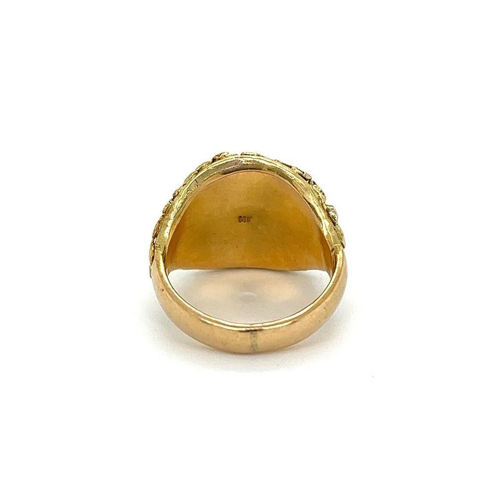 Vintage Gold Nugget Inlay Gold Band Ring In Excellent Condition For Sale In Montreal, QC