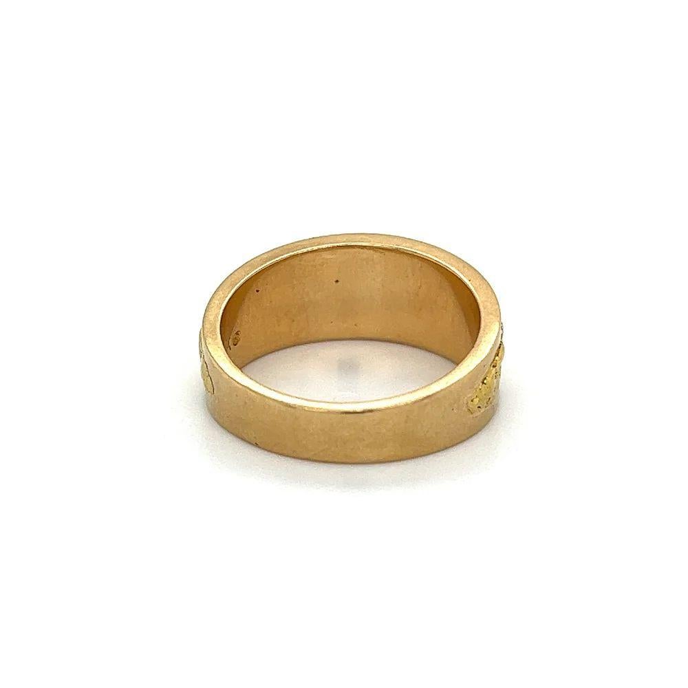 Women's or Men's Vintage Gold Nugget Inlay Gold Band Ring For Sale