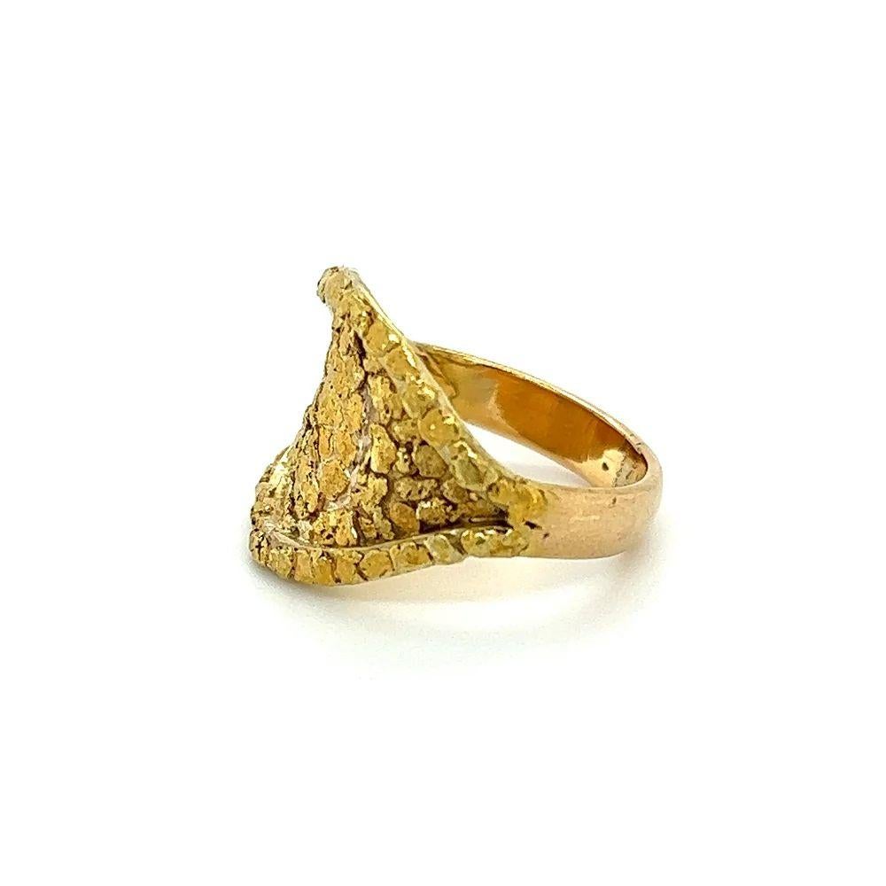 Women's Vintage Gold Nugget Inlay Gold Band Ring For Sale