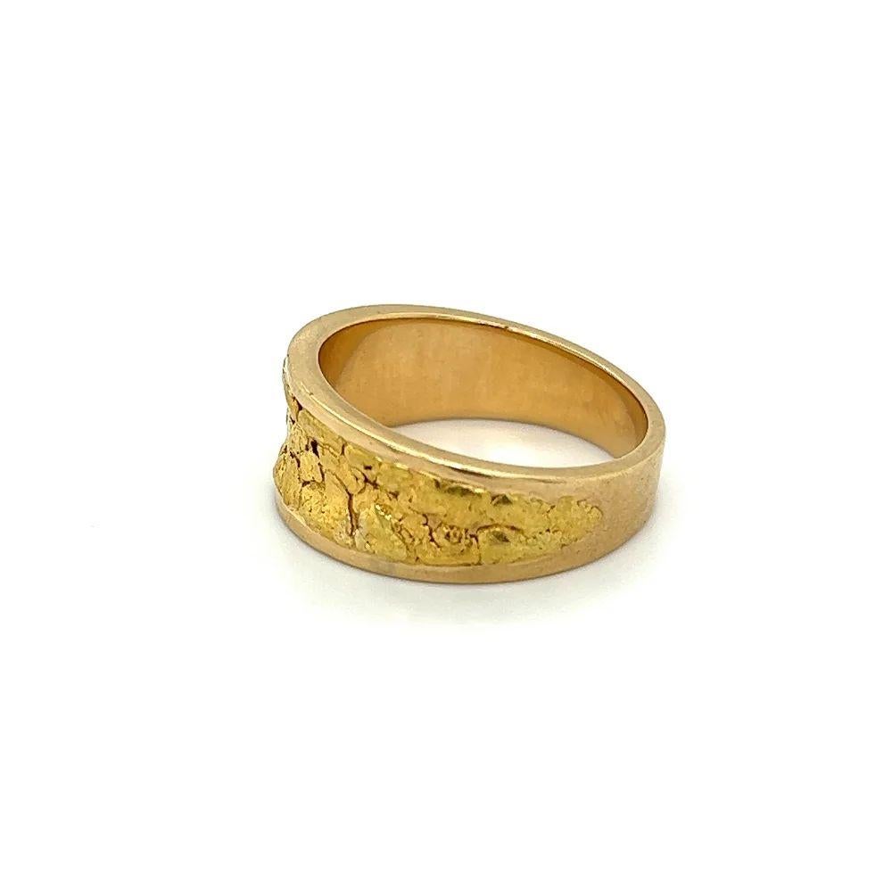 Vintage Gold Nugget Inlay Gold Band Ring For Sale 1