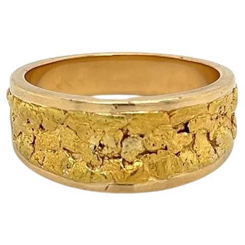 Vintage Gold Nugget Inlay Gold Band Ring For Sale