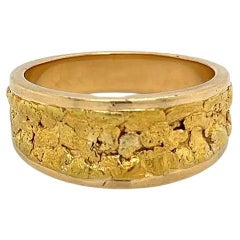 Vintage Gold Nugget Inlay Gold Band Ring