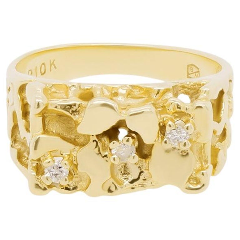 10k gold nugget ring with diamonds clearance