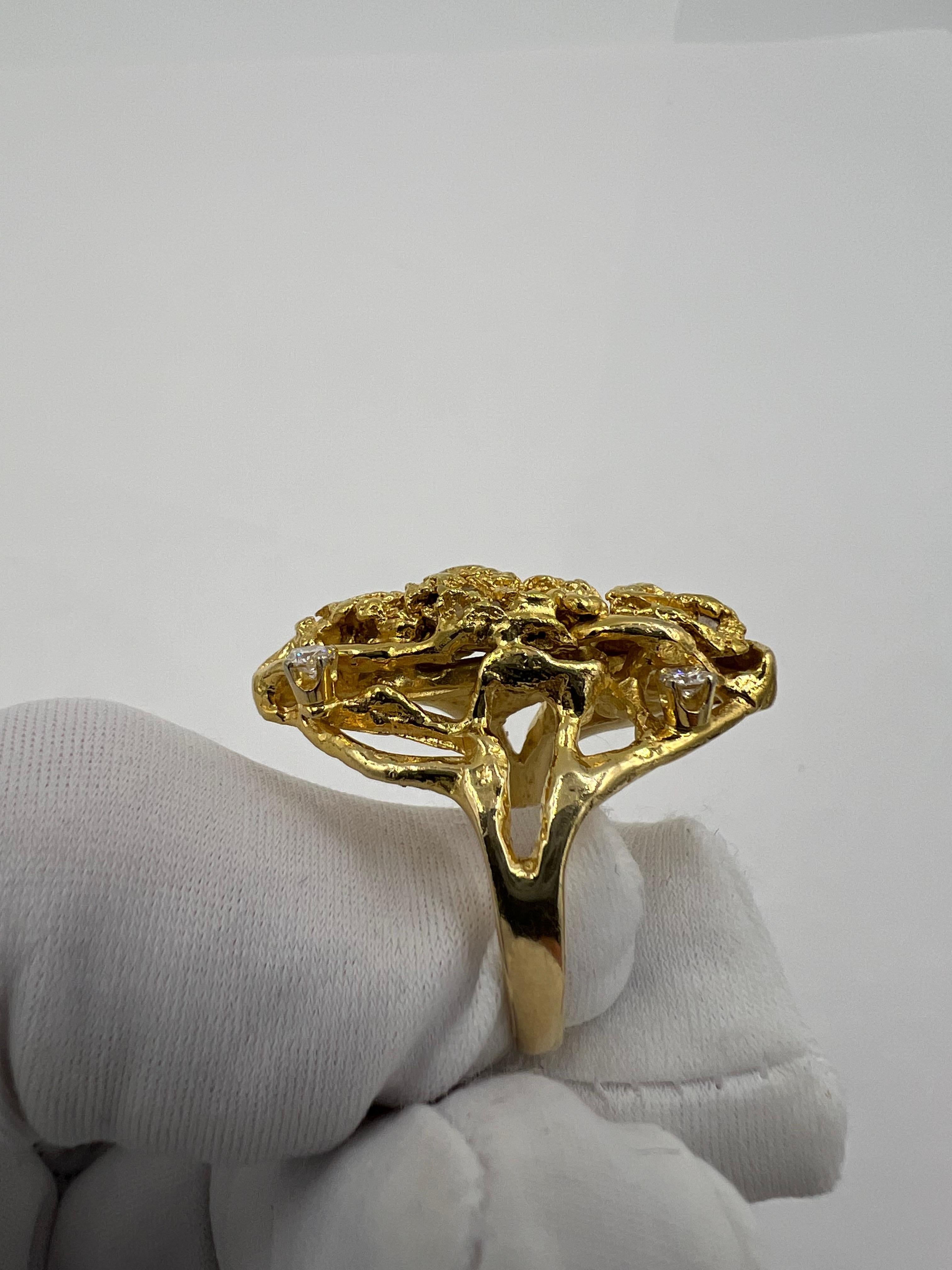 Women's or Men's Vintage Gold Nugget Yellow Gold Ring  For Sale