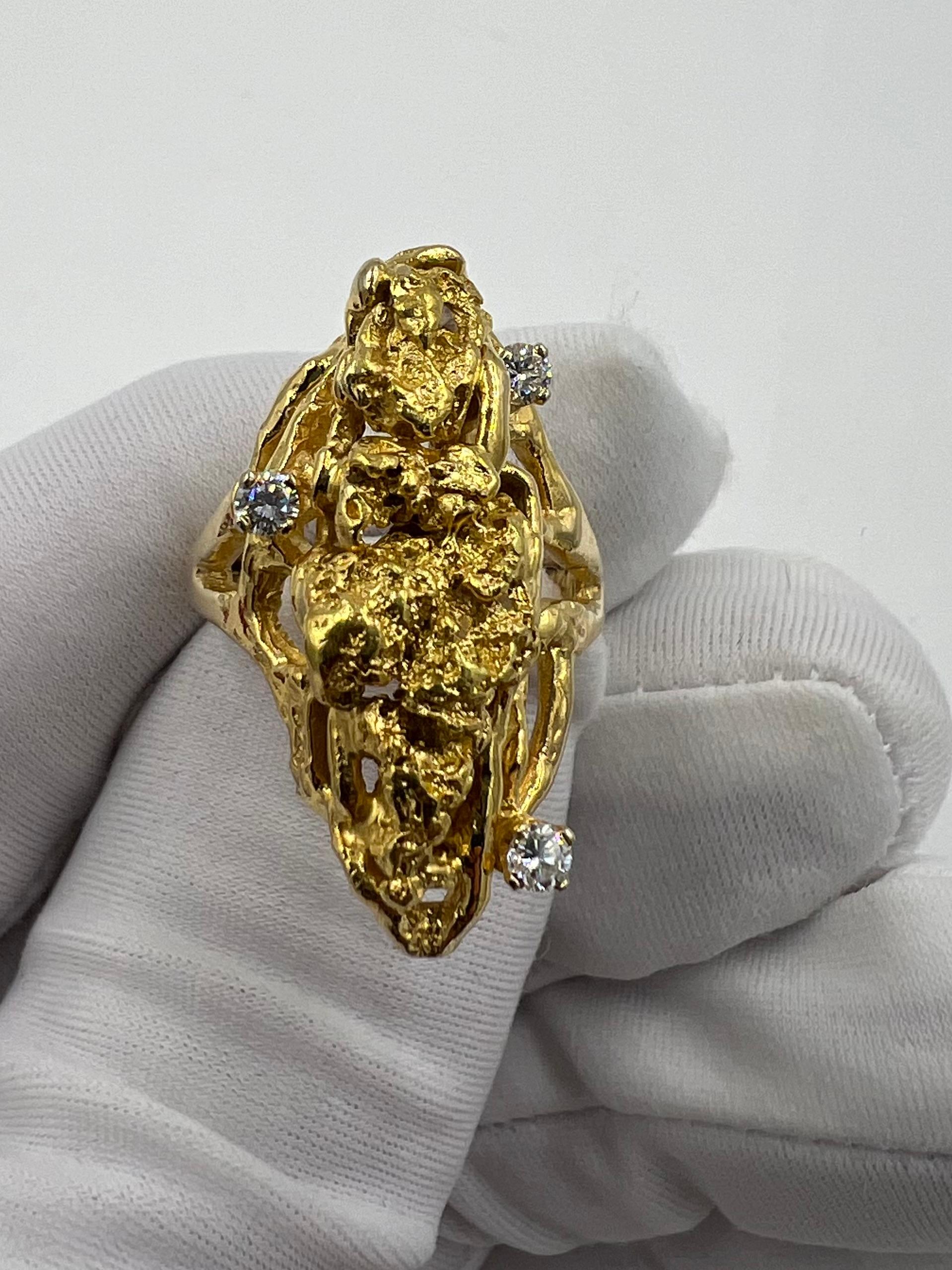Vintage Gold Nugget Yellow Gold Ring  For Sale 1