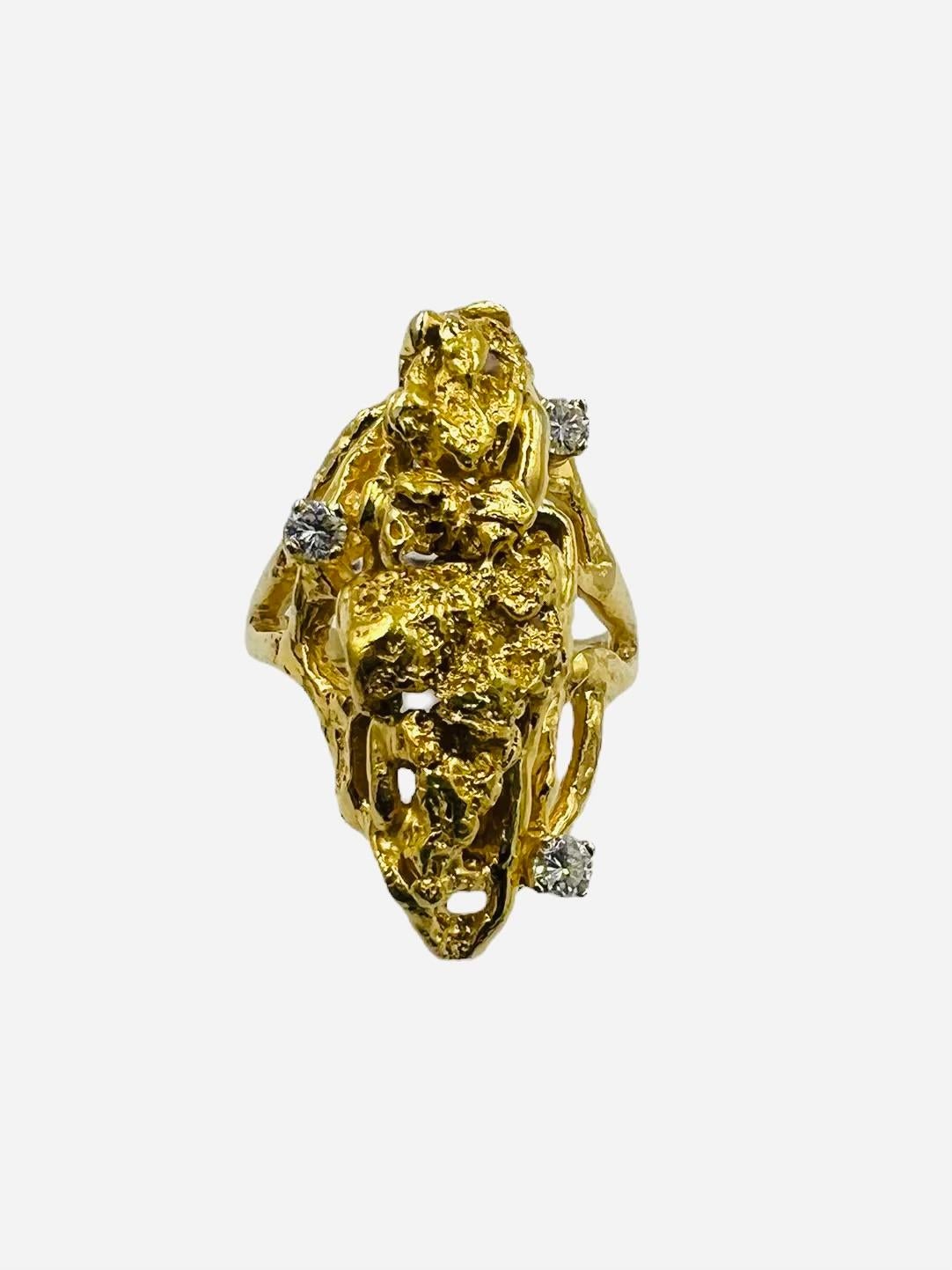 Vintage Gold Nugget Yellow Gold Ring  For Sale 2