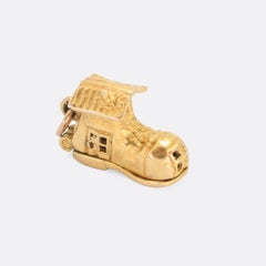 Vintage Gold Old Lady and Shoe Charm