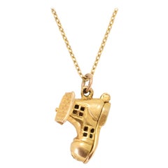 Vintage Gold Old Lady and Shoe Charm