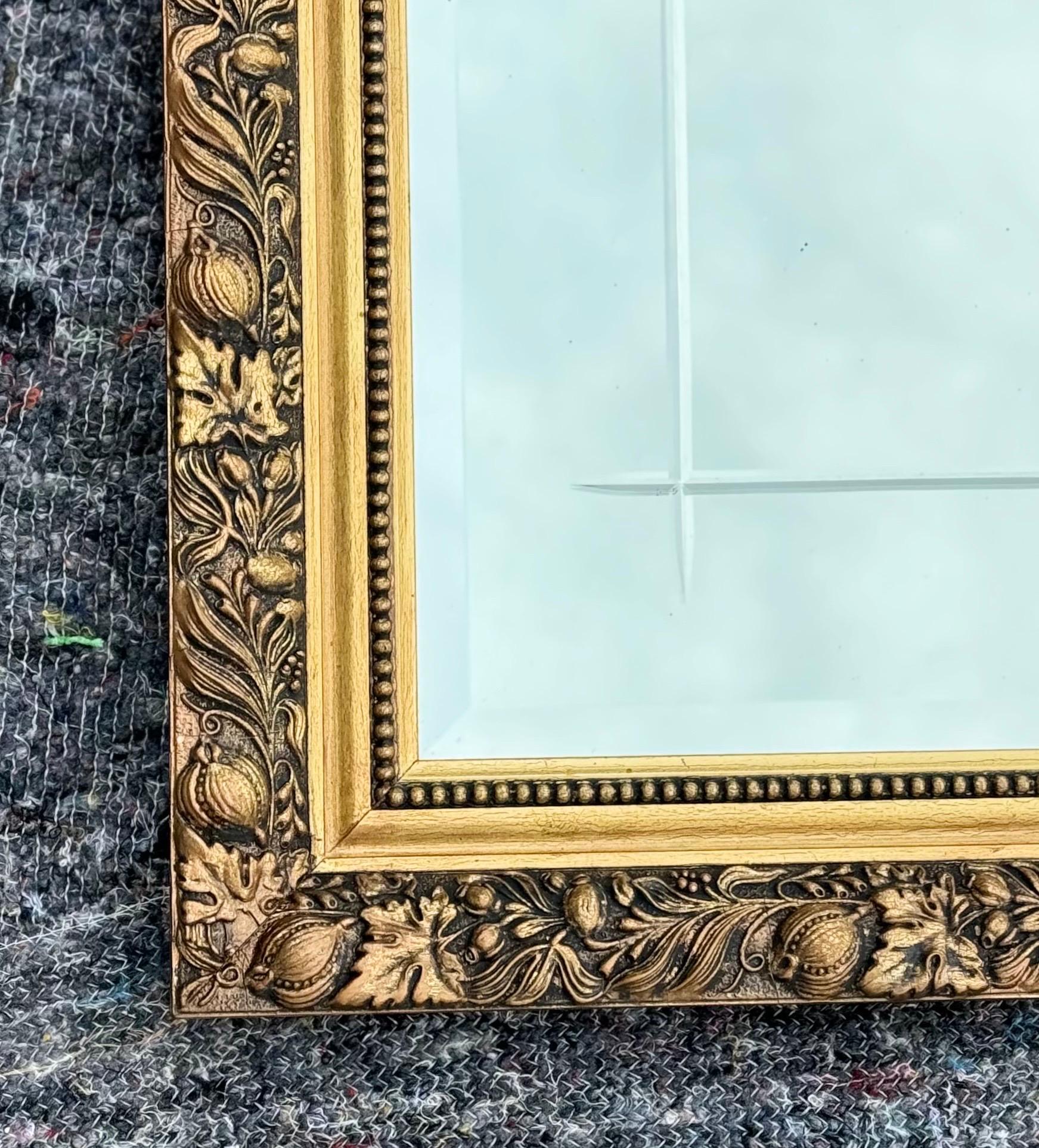 VINTAGE GOLD ORNATE BEVELLED MiRROR  In Good Condition For Sale In Pulborough, GB
