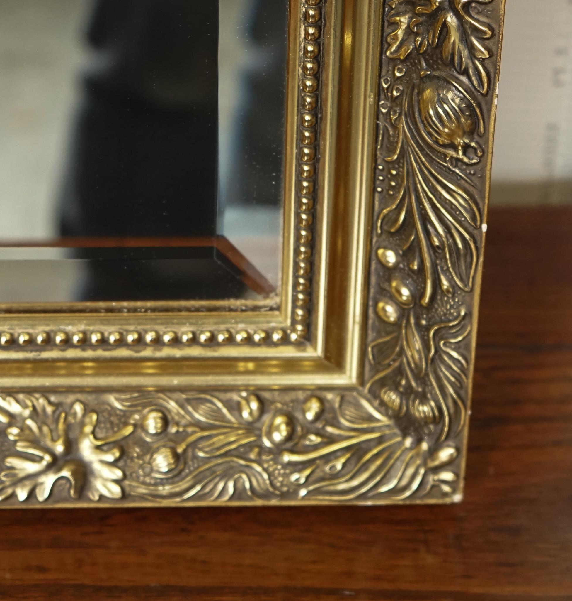 20th Century VINTAGE GOLD ORNATE WALL MIRROR LOVELY CARVED DETAILS j1 For Sale