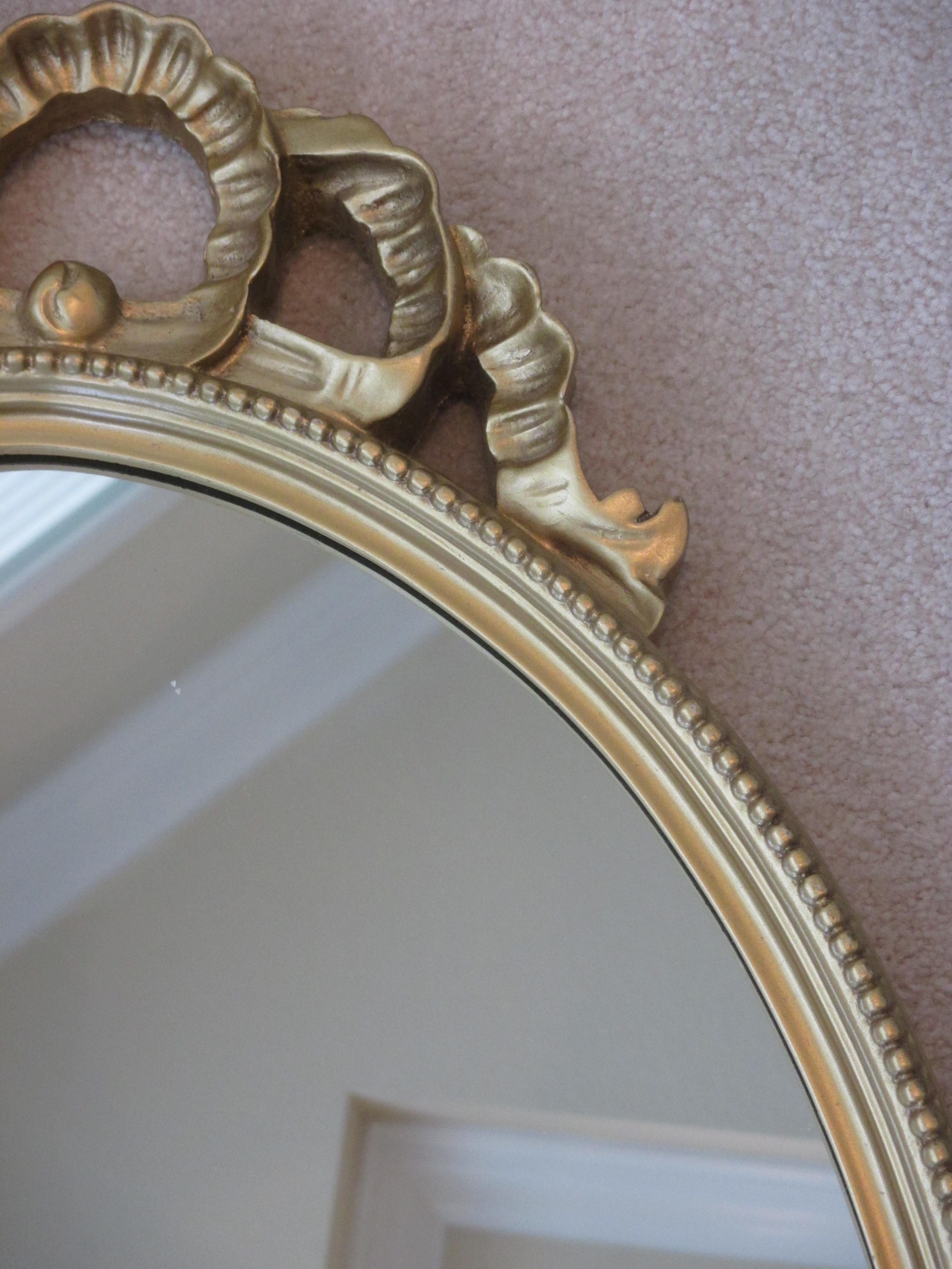20th Century Vintage Gold Oval Mirror For Sale