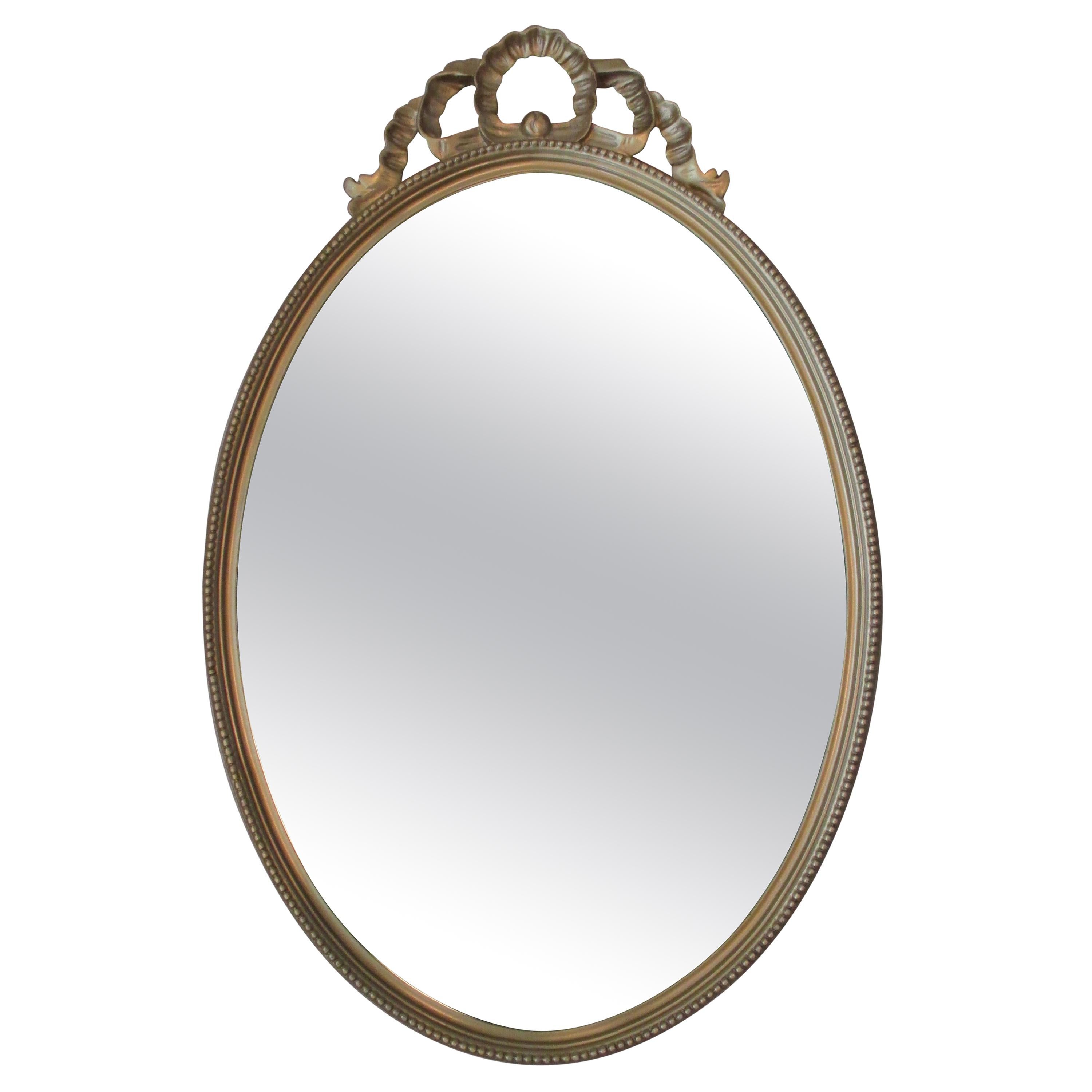 Vintage Gold Oval Mirror For Sale
