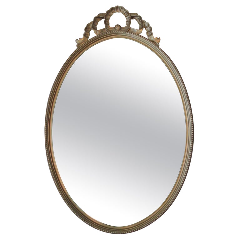 Vintage Gold Oval Mirror For Sale at 1stDibs
