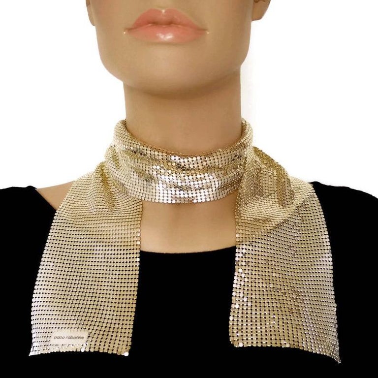 Collier écharpe Mesh Paco Rabanne Effet Argenté Et Doré - Style Bohème Et Déclaration