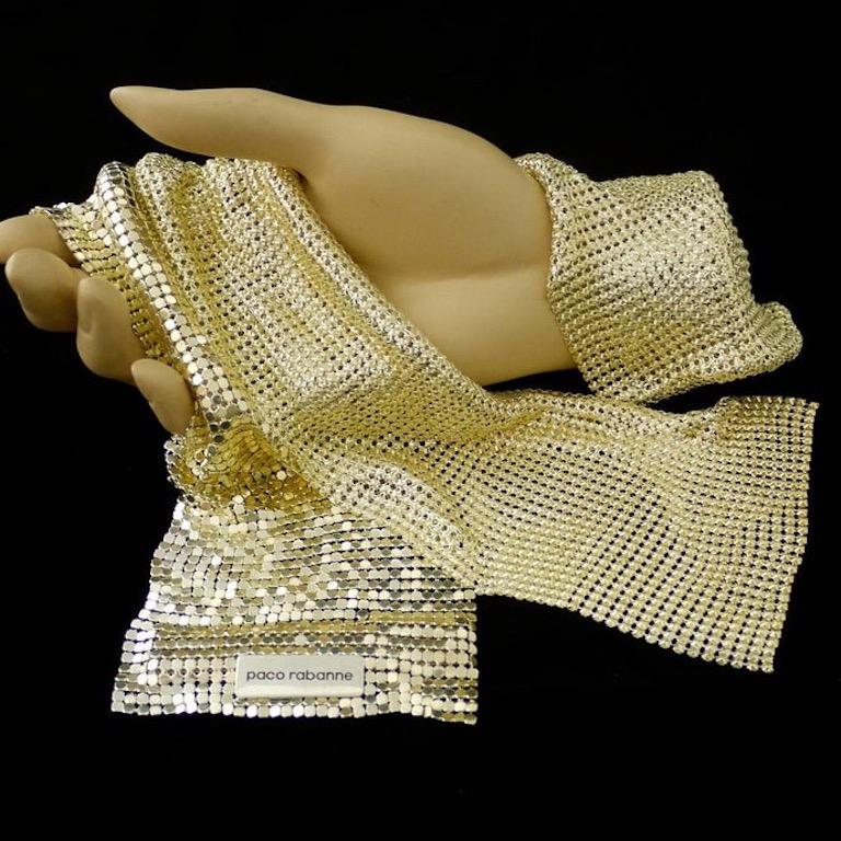 Women's or Men's Vintage Gold PACO RABANNE Disco Mesh Scarf