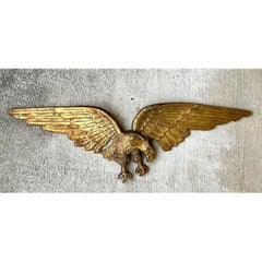 Vintage Gold Painted Metal Eagle Wall Sculpture