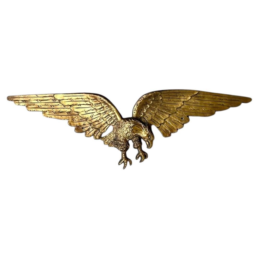 Vintage Gold Painted Metal Eagle Wall Sculpture