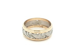 Vintage Gold & Palladium Center Floral Open Work Wide Eternity Band Ring sz 6