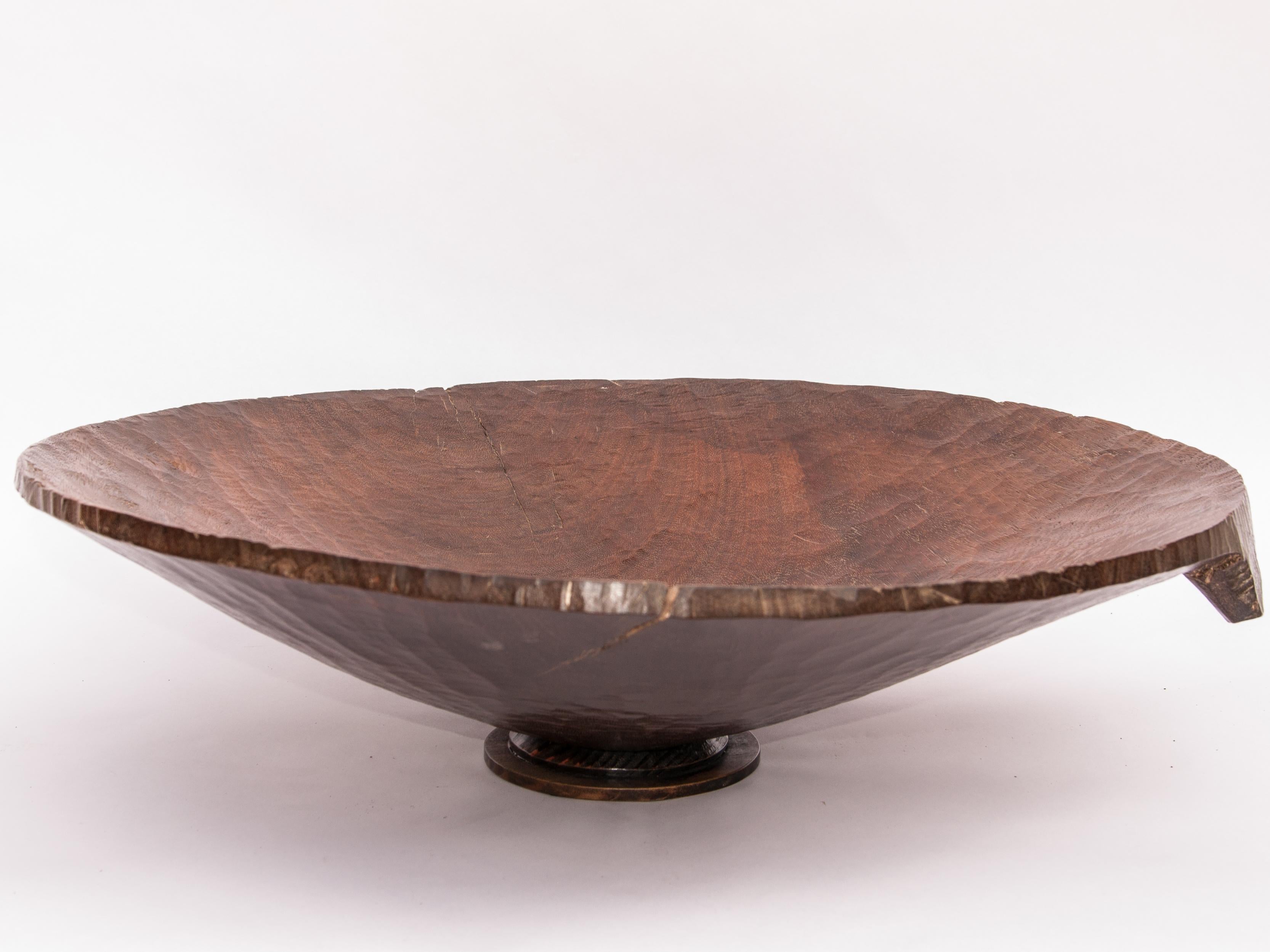 Hardwood Vintage Gold Panning Tray / Bowl, Footed, NE Thailand, Mid-20th Century