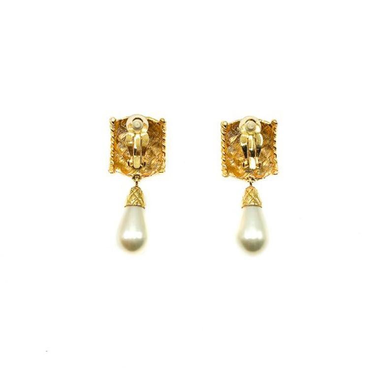Boucles d'oreilles en or et perles en Matelasse 1980 Bon état - En vente à Wilmslow, GB