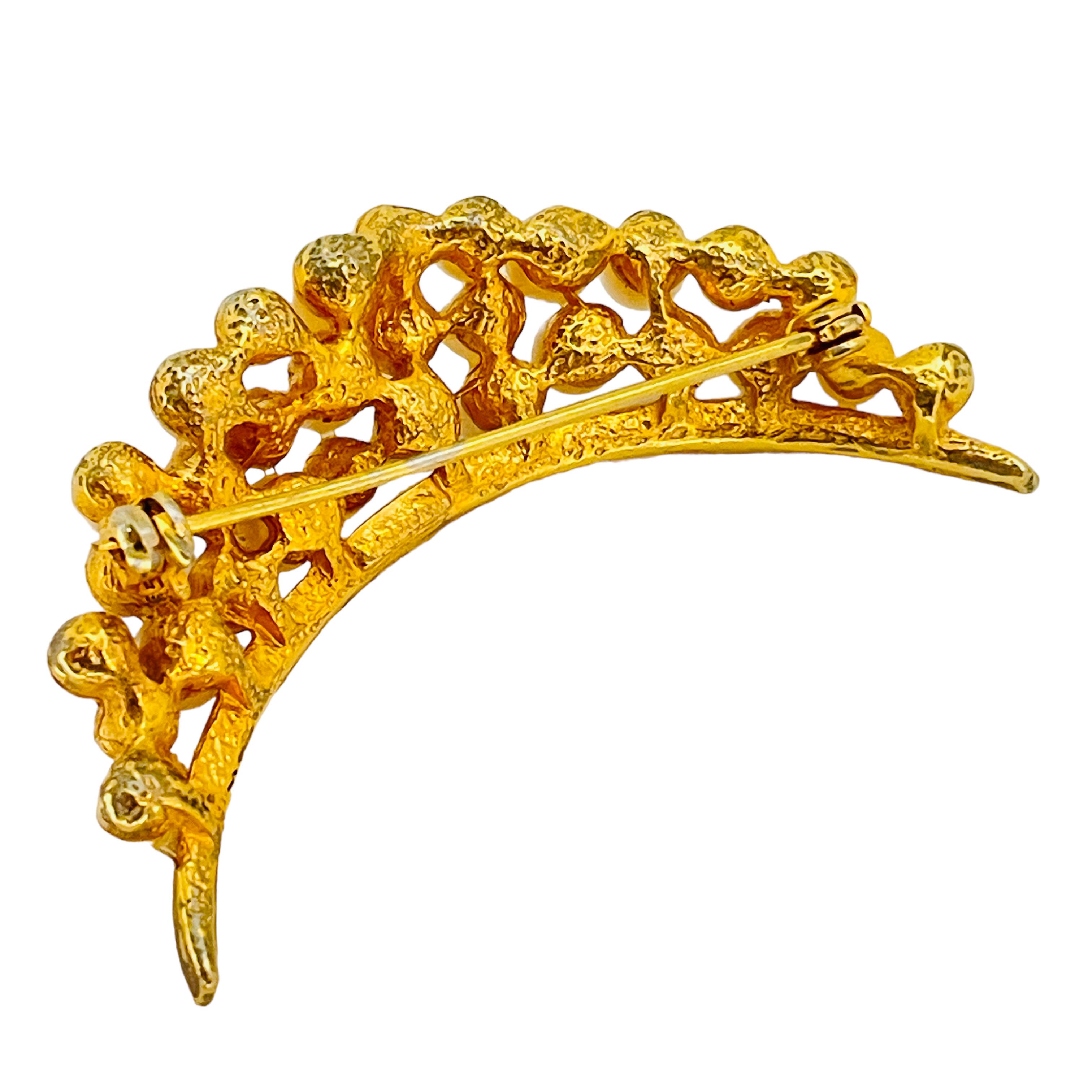 Vintage Gold Perle Mond Mondsichel Brosche für Damen oder Herren im Angebot