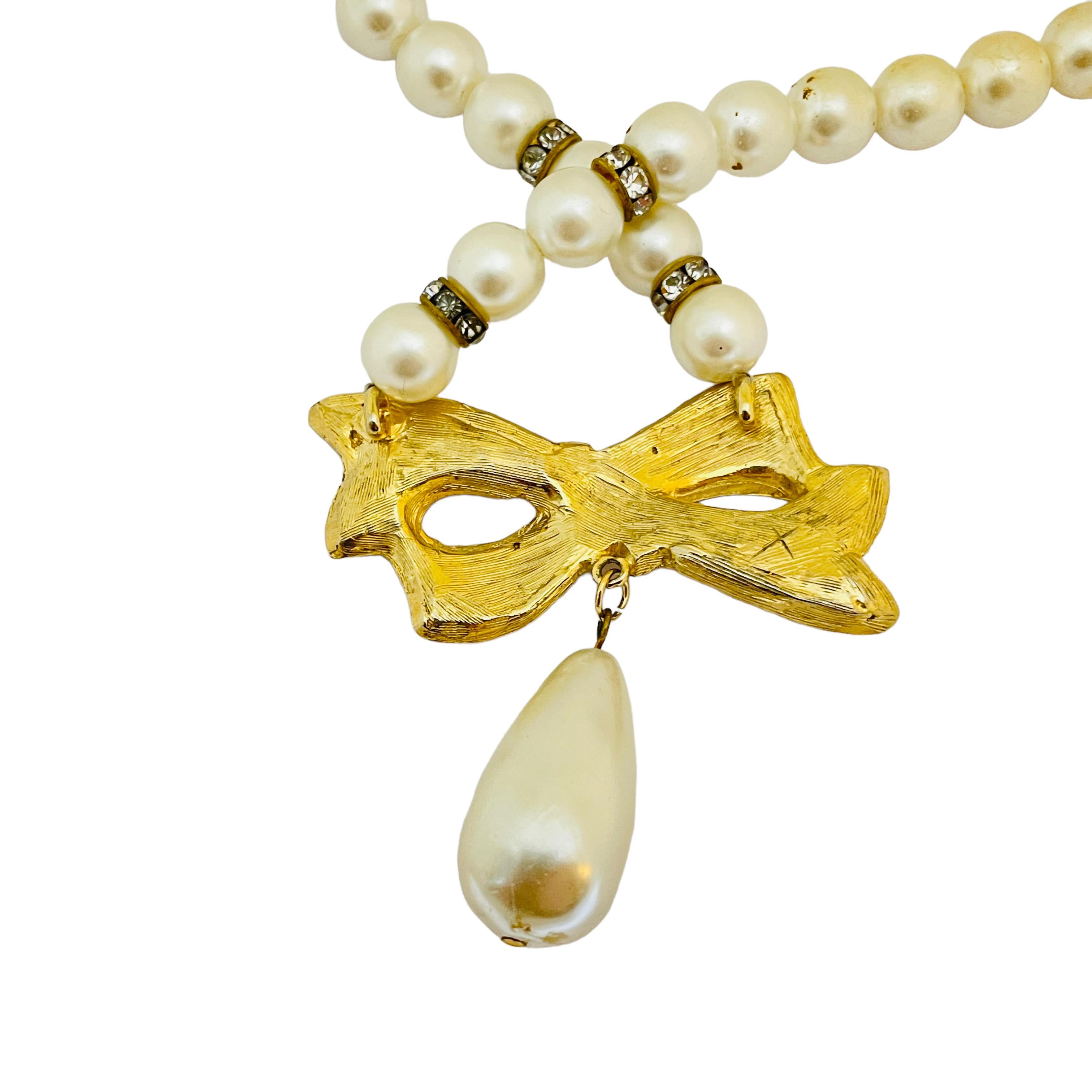 rhinestone bow necklace