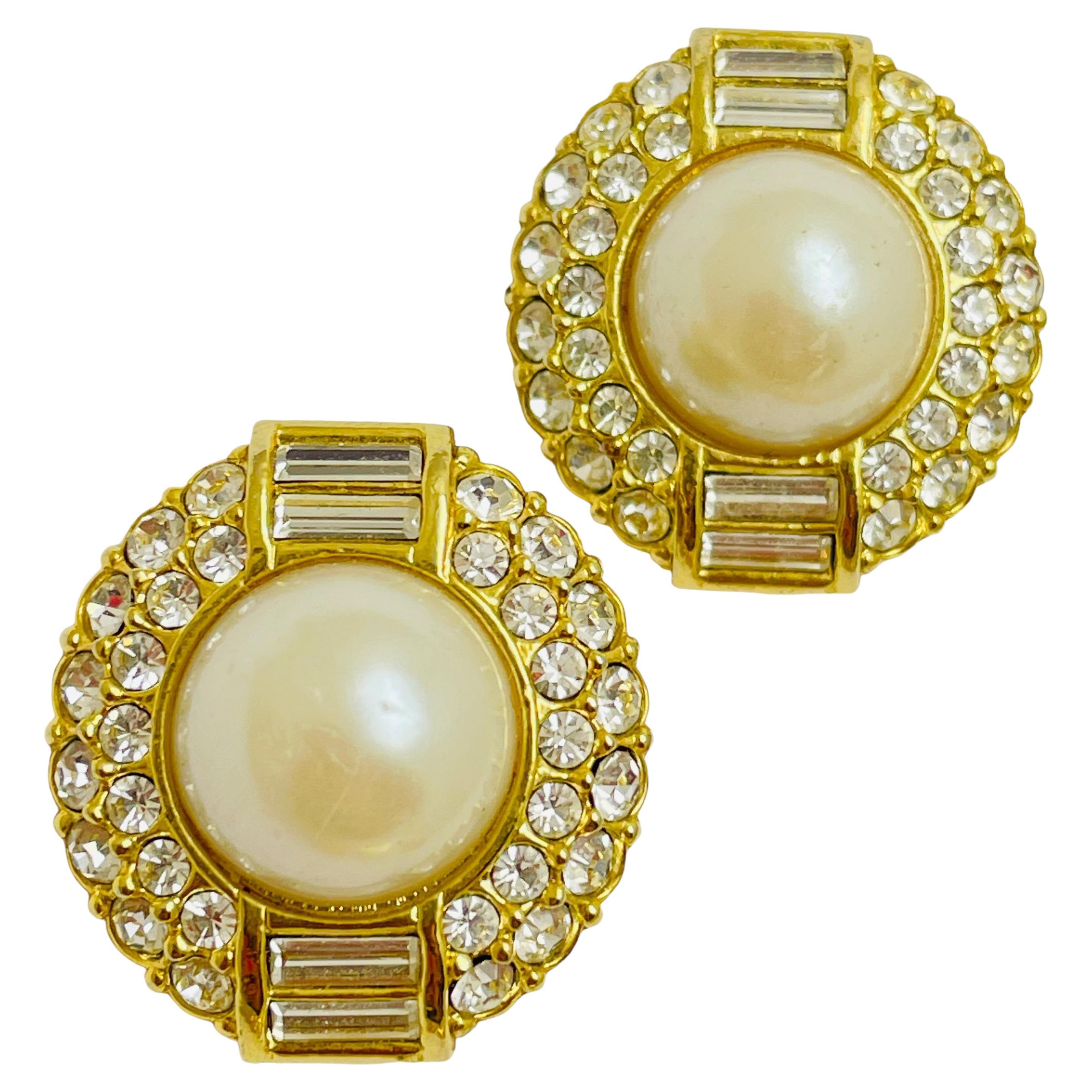 Orecchini a clip d'epoca con perle e strass di design