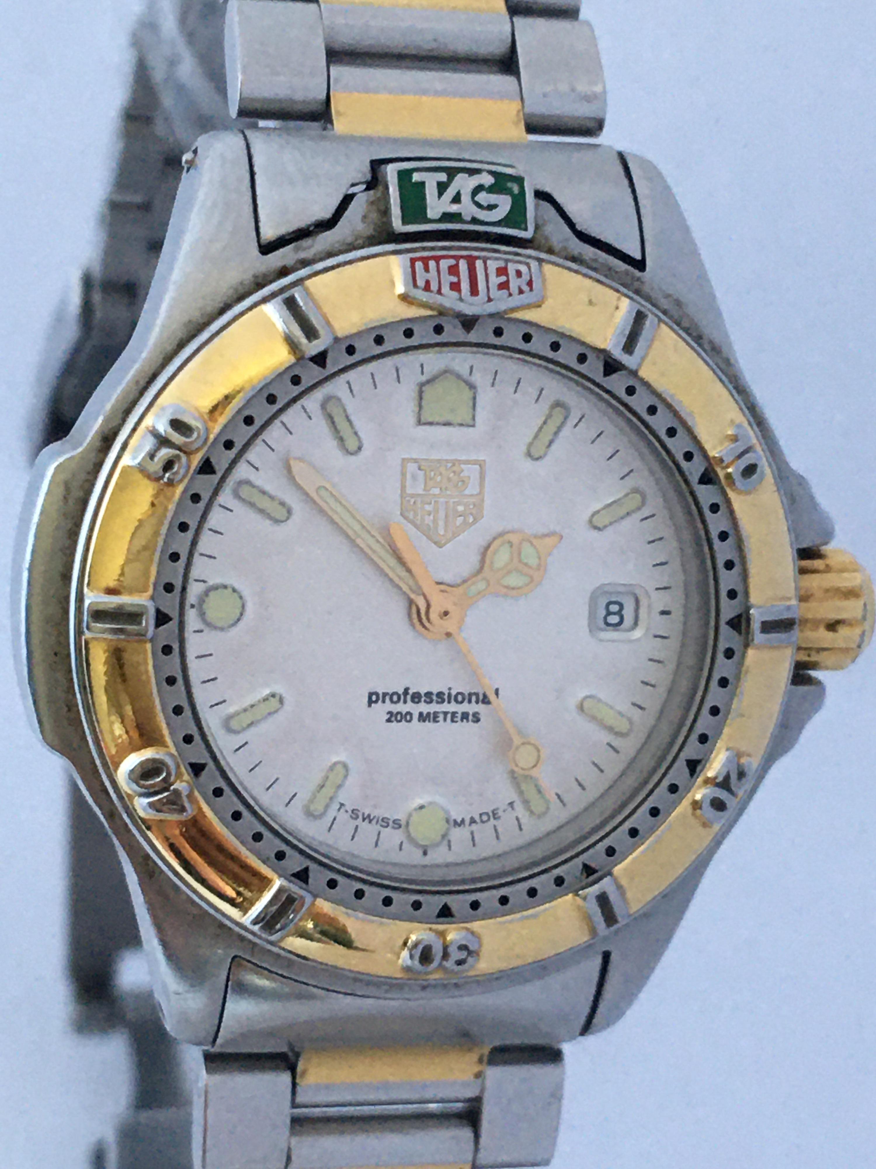 Vintage Gold Plate and Stainless Steel TAG Heuer Professional 200 Meters For Sale 5