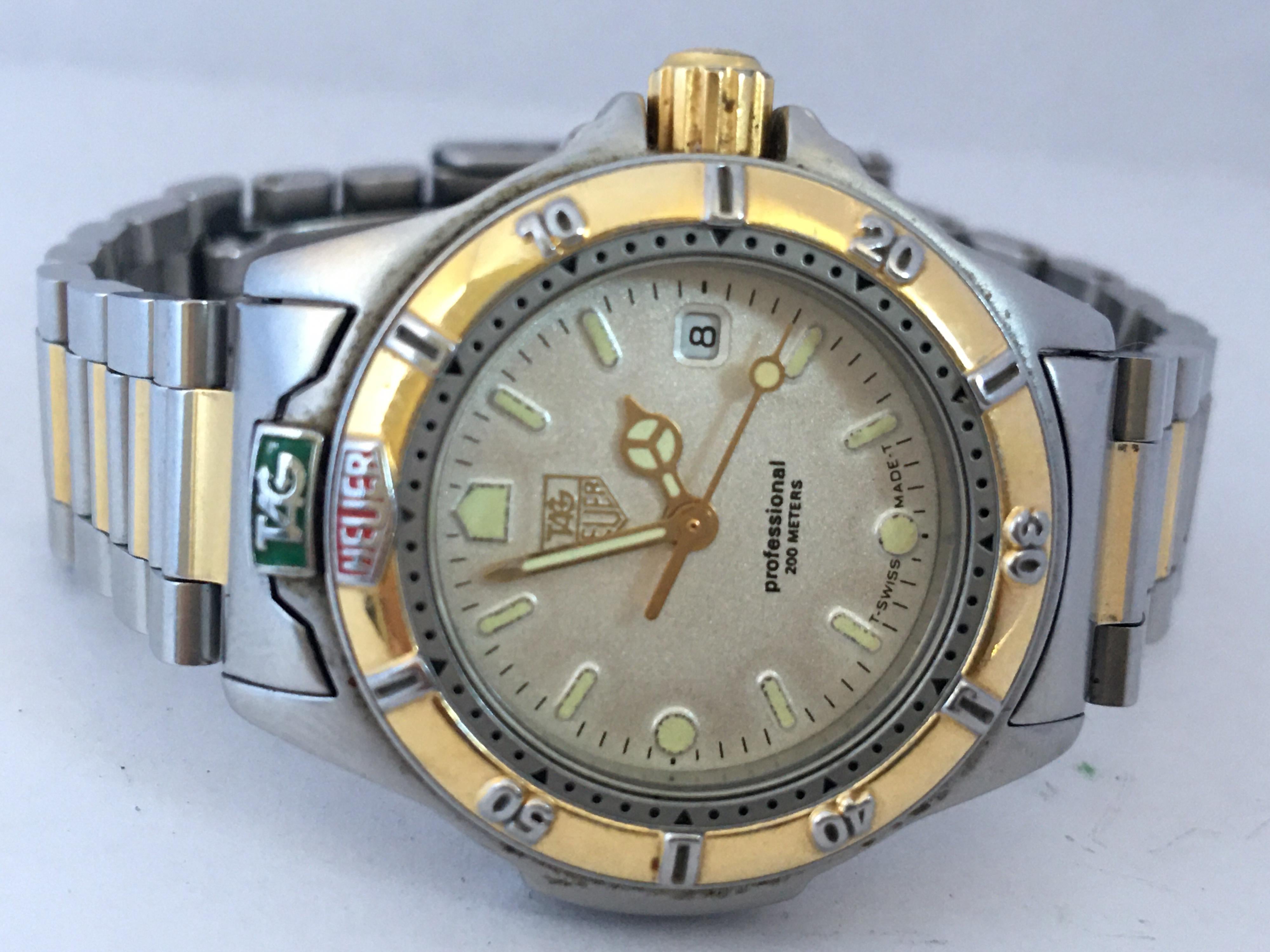 Vintage Gold Plate and Stainless Steel TAG Heuer Professional 200 Meters For Sale 2