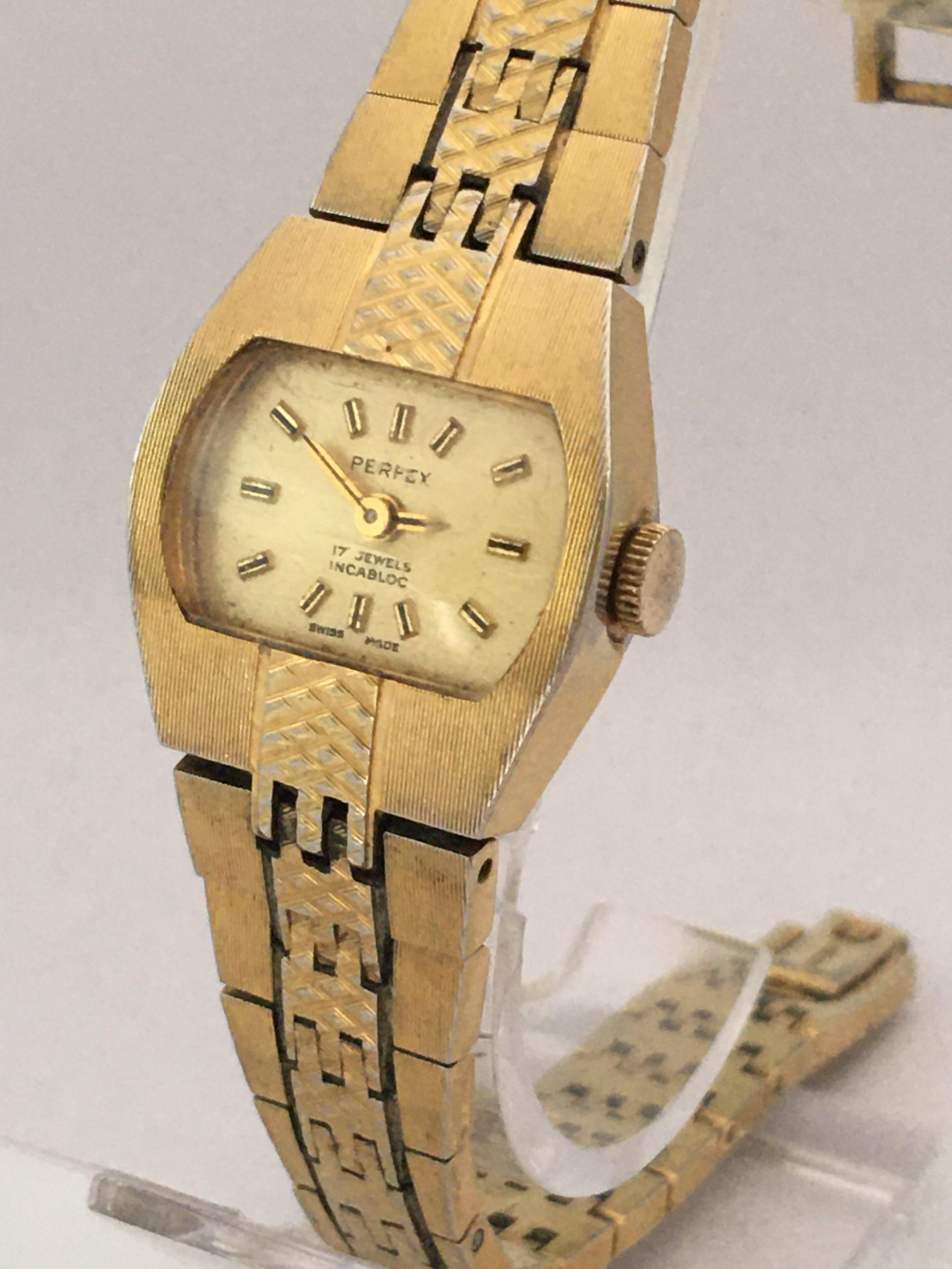 Vintage Gold-Plated 1980s Ladies Swiss Mechanical Watch For Sale 1