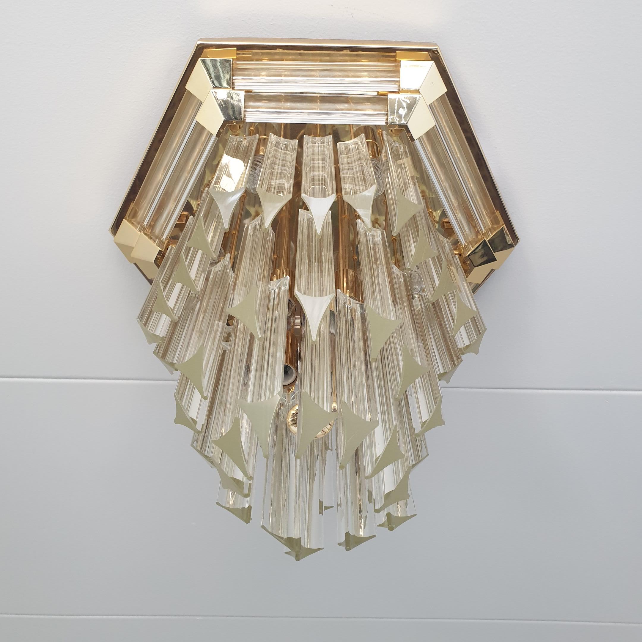 Vintage Gold-Plated and Crystal Glass Ceiling Lamp by Bakalowits & Söhne, 1970s For Sale 5