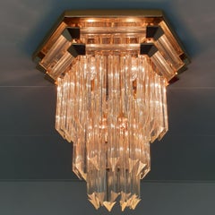 Vintage Gold-Plated and Crystal Glass Ceiling Lamp by Bakalowits & Söhne, 1970s