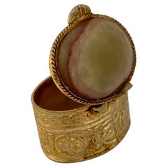 Vintage Gold plated and Green Onyx Pill Box
