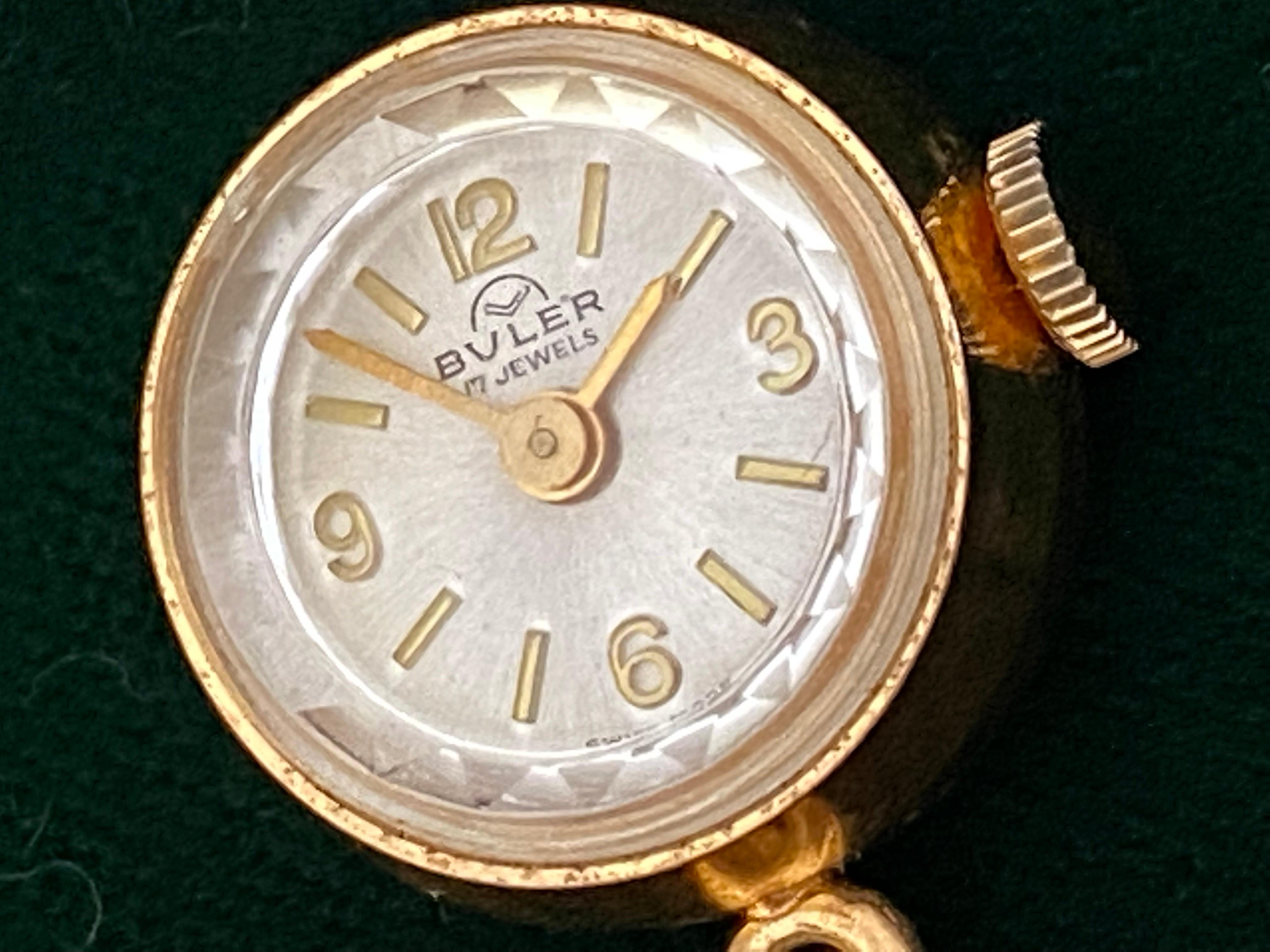 Vintage Gold Plated and Stainless Steel Brooch Watch For Sale 3