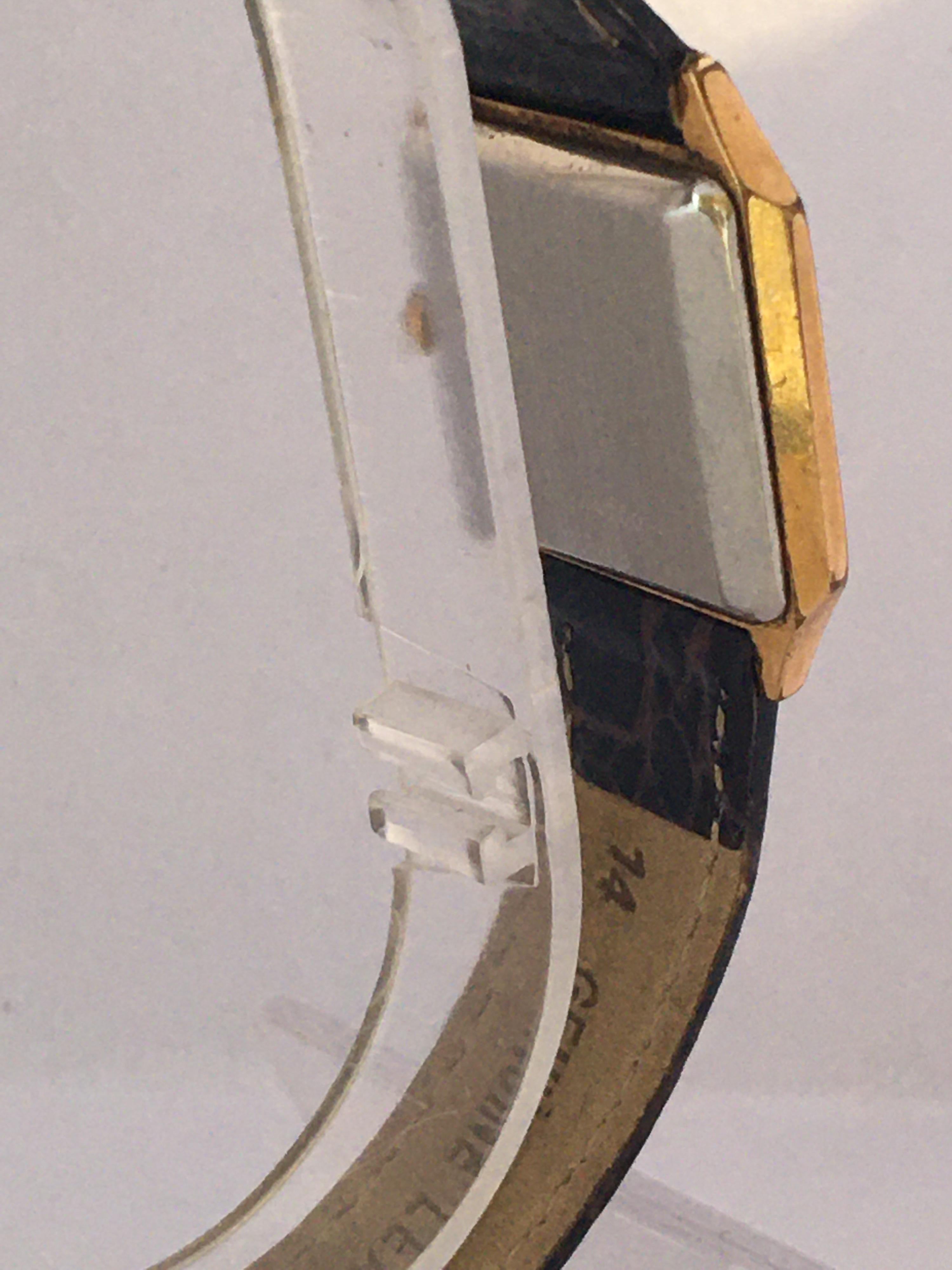 Vintage Gold-Plated and Stainless Steel Square Ladies Bulova Mechanical Watch 3