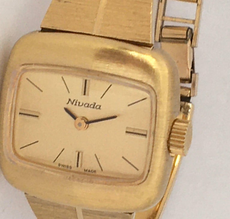 Vintage GoldPlated Bangle Mechanical Nivada Swiss Ladies Watch at 1stDibs