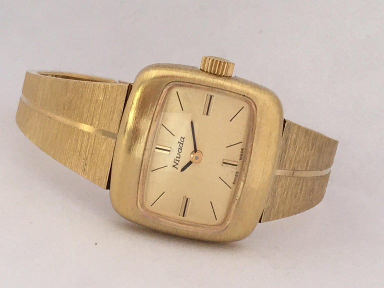 Vintage GoldPlated Bangle Mechanical Nivada Swiss Ladies Watch at