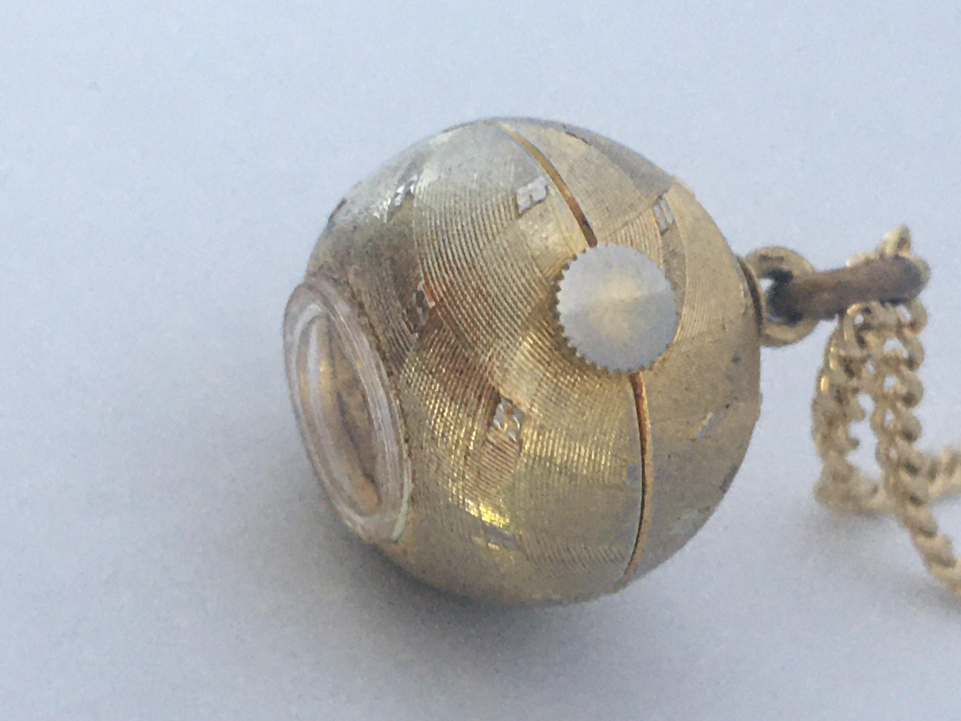Vintage Gold-Plated Bvler Mechanical Pendant Ball Watch For Sale 3