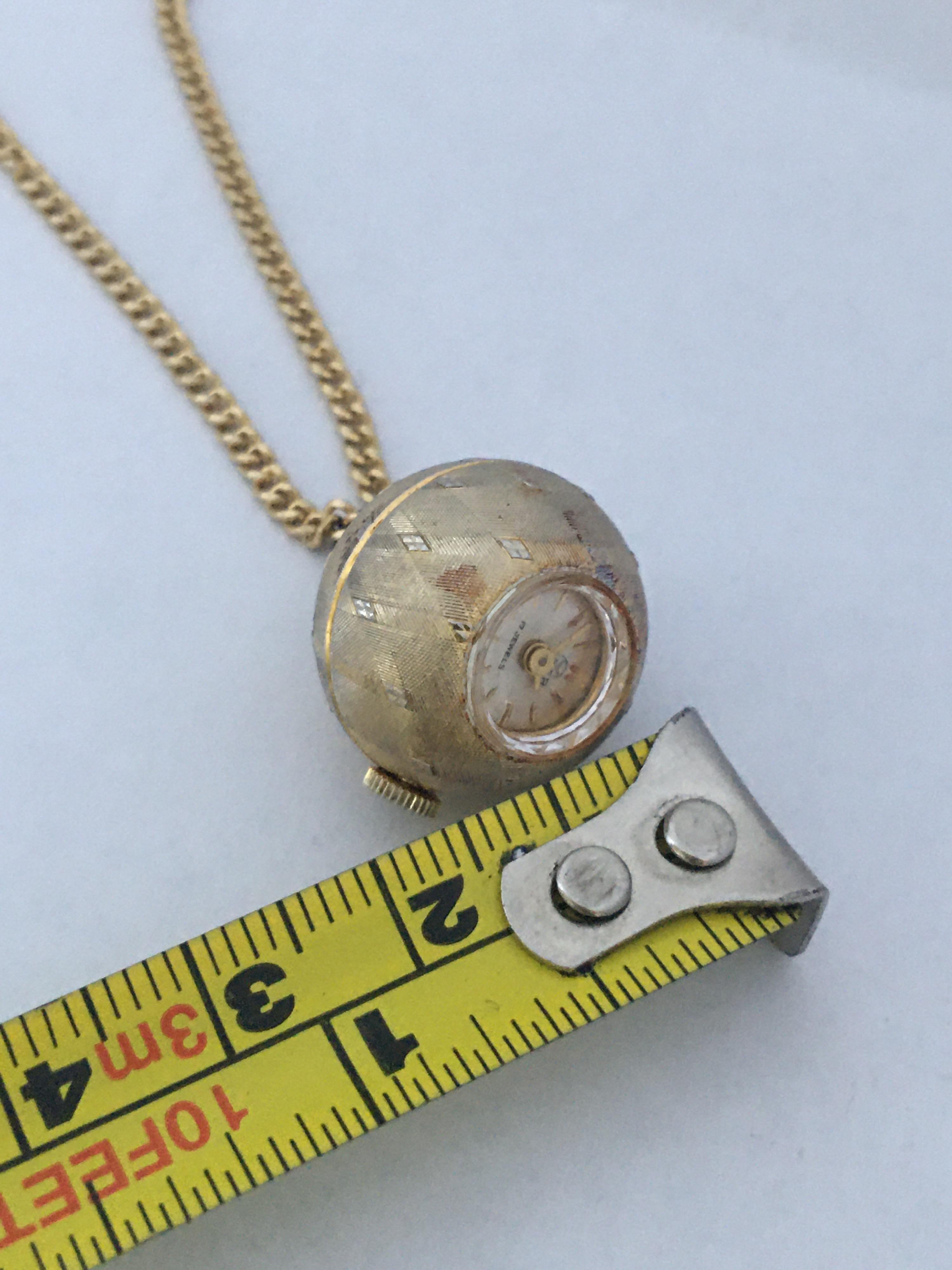 Vintage Gold-Plated Bvler Mechanical Pendant Ball Watch In Good Condition For Sale In Carlisle, GB