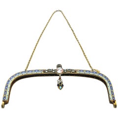 Vintage Gold-Plated Cameo Enamel Purse Handle