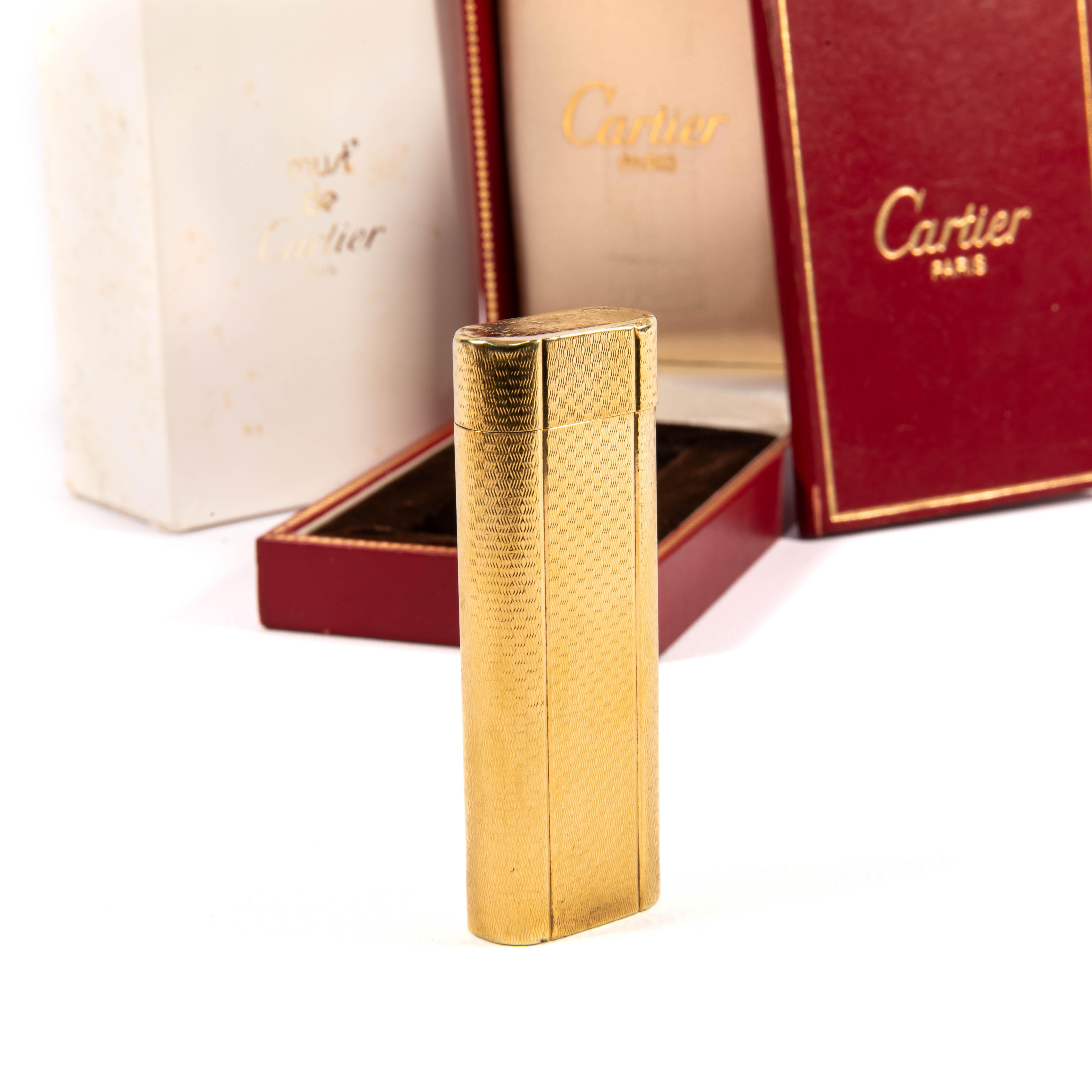 Vintage Gold Plated Cartier Les Must Lighter 1970s in Box 2