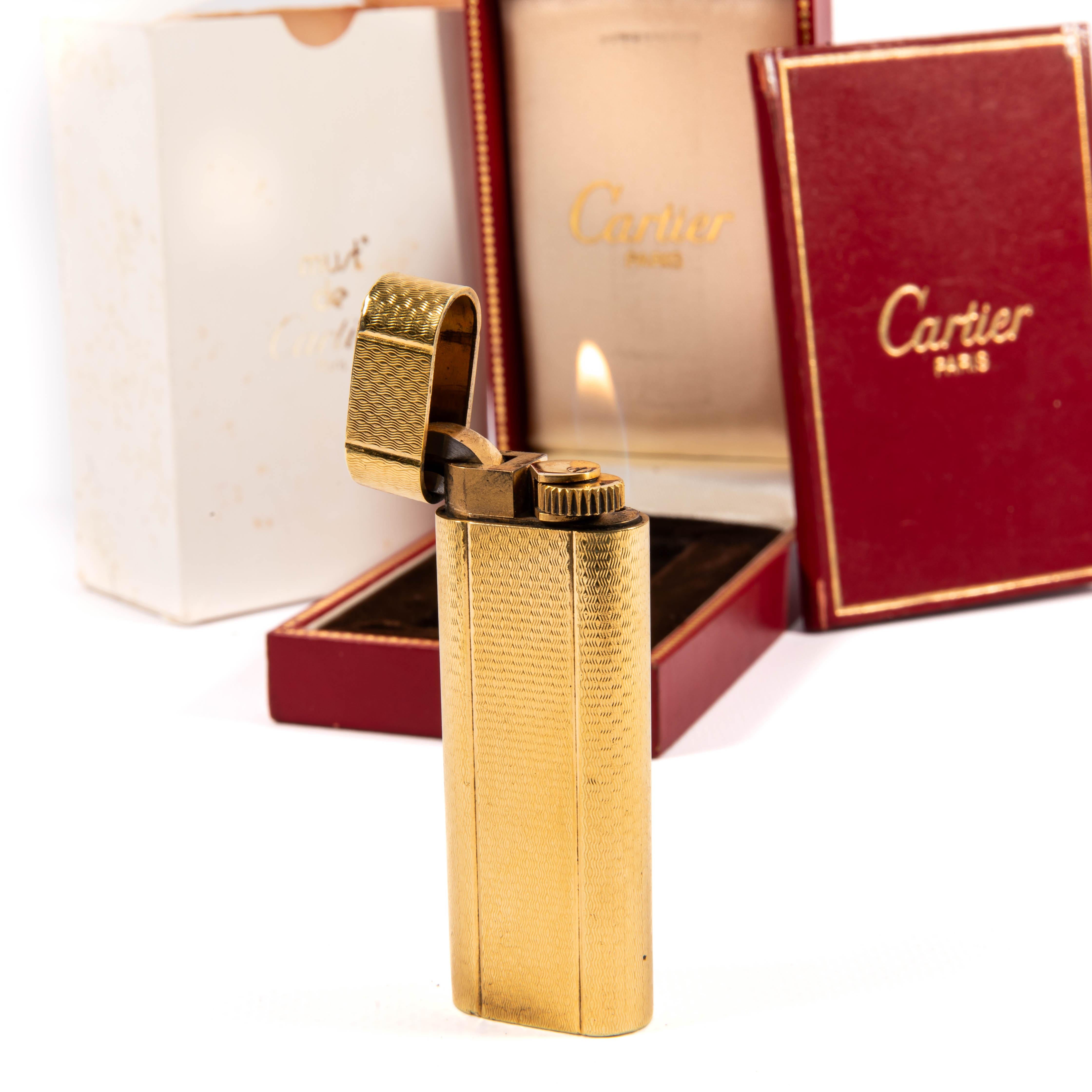 Vintage Gold Plated Cartier Les Must Lighter 1970s in Box 3
